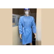Professional Plastics Blue Closed Full Back Gown, Universal Size, Elastic Cuff/Waist, Aami GOWN-BLUE-AAMI-LEVEL2-10